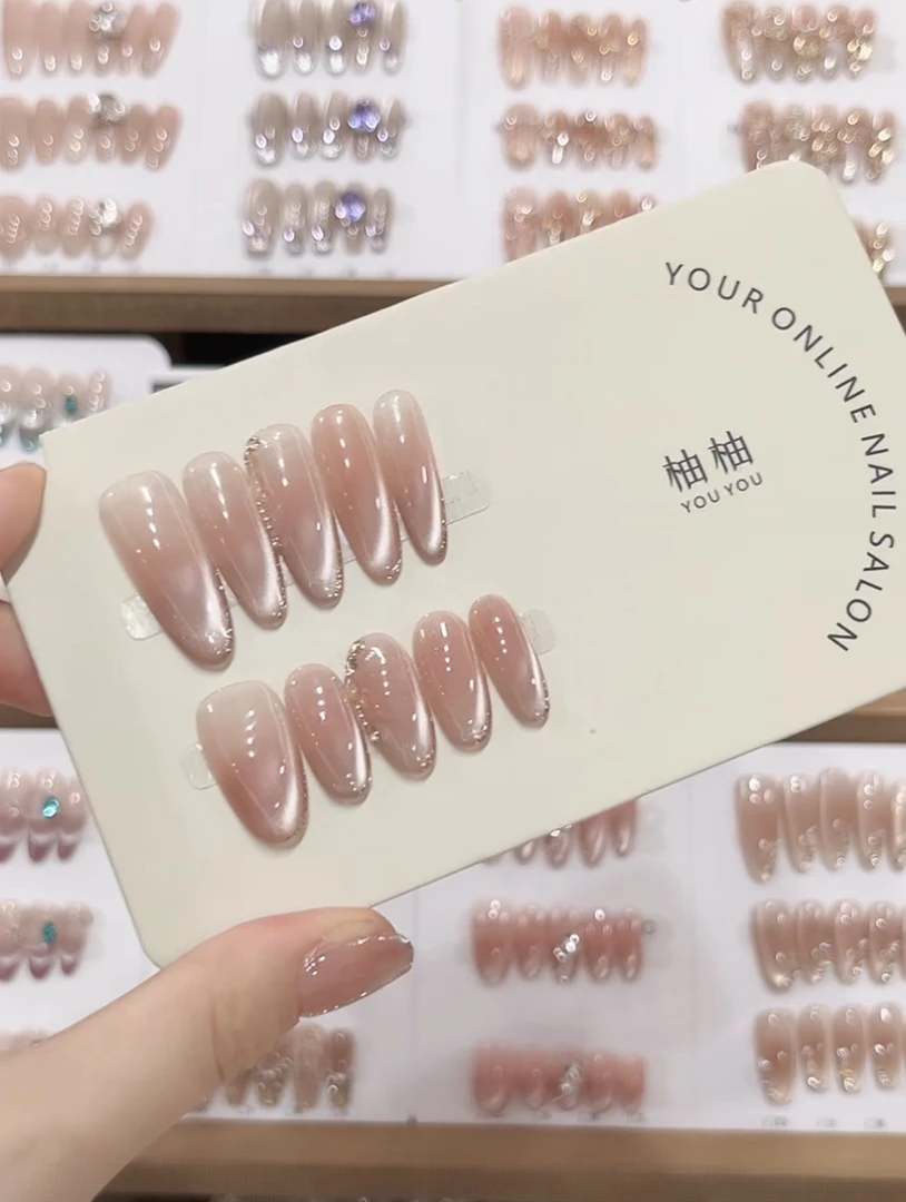 【月光流萤】 纯手工猫眼腮红晕染显白高级感美甲春季新款穿戴甲