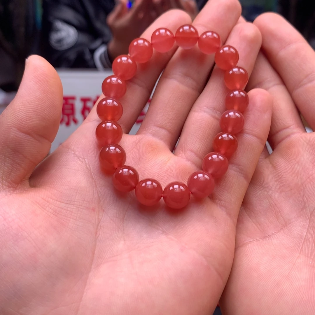 南红玛瑙洞子料冰红单圈10+㎜未镶嵌