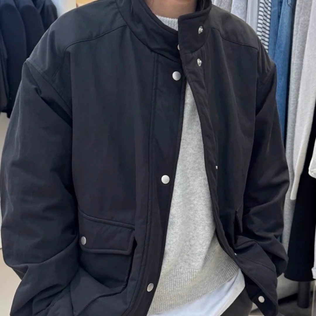 现货！韩国东大门2025秋冬款EDIT口袋立领棉服外套