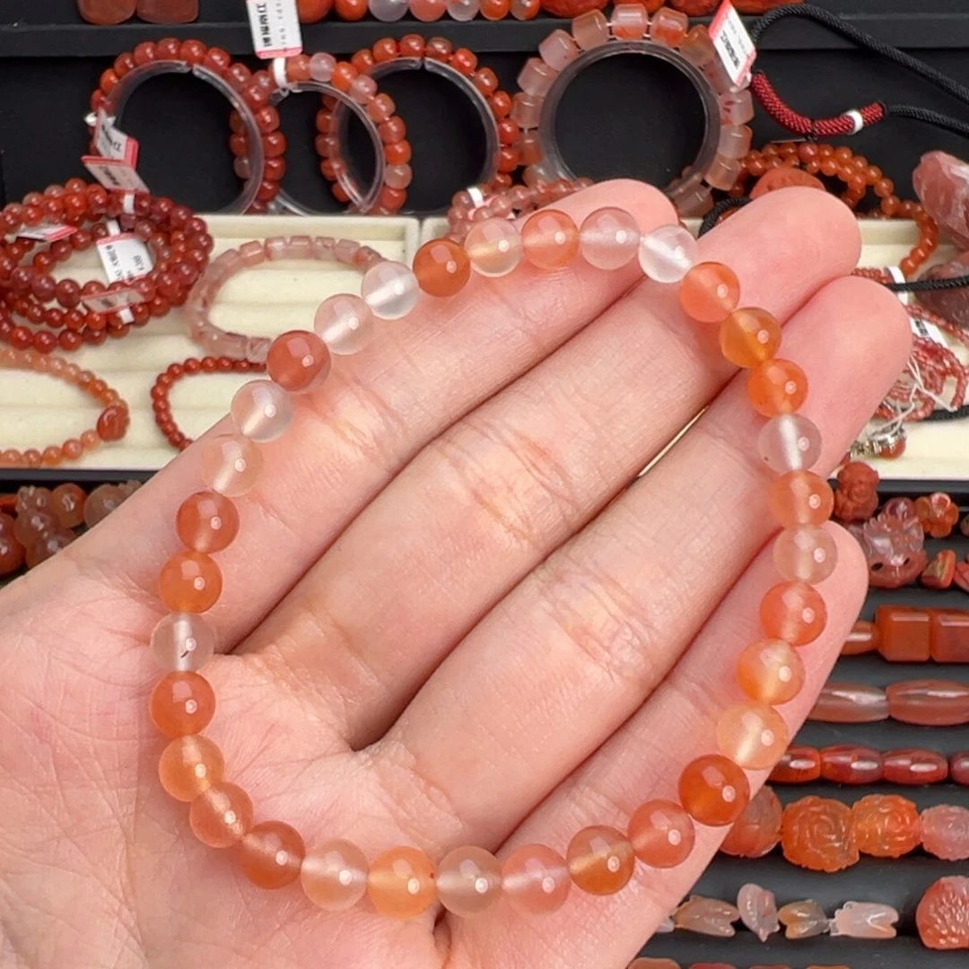 南红玛瑙未镶嵌颈饰糖果色单圈