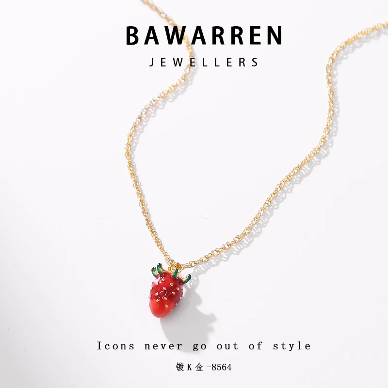 Bawarren 8564-草莓轻奢百搭小众项链