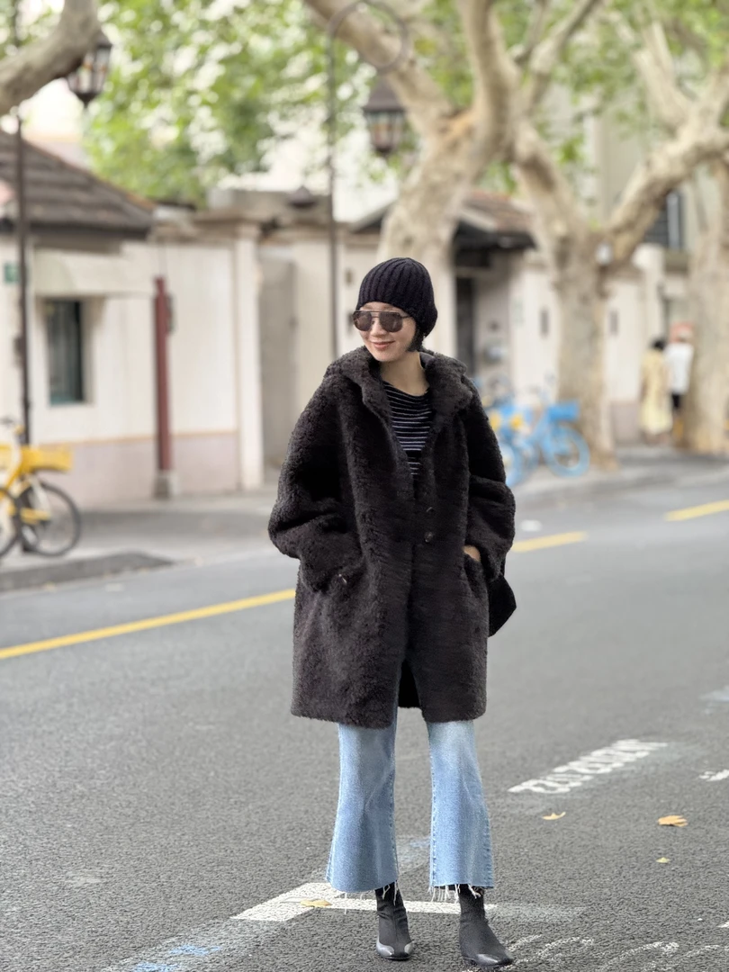 羊毛新款颗粒连帽外套25AW0336