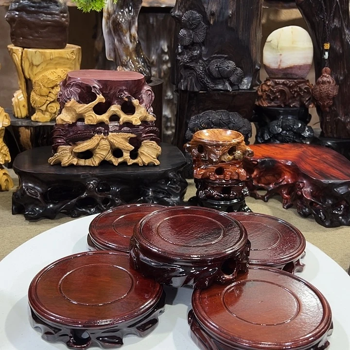 木草花梨素面圆形底座尺寸9.5*2.5五个开播福利