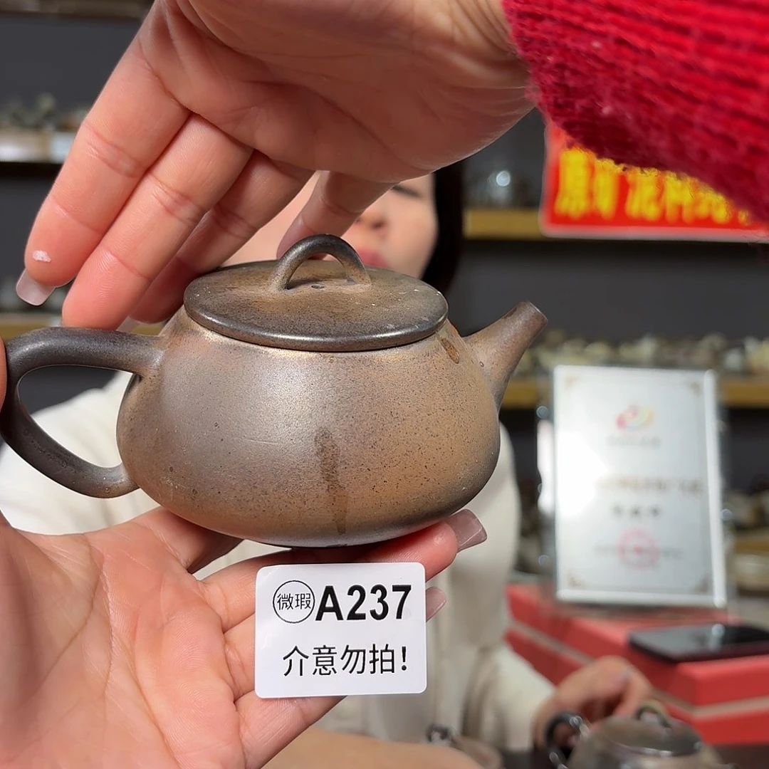 杯坭兴陶纯柴烧原矿泥料纯手工壶