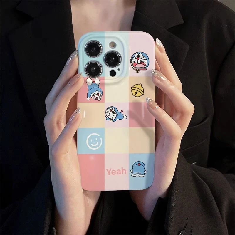 菲林软壳防摔格子A梦适用苹果16华为reno13小米15vivox200 1加