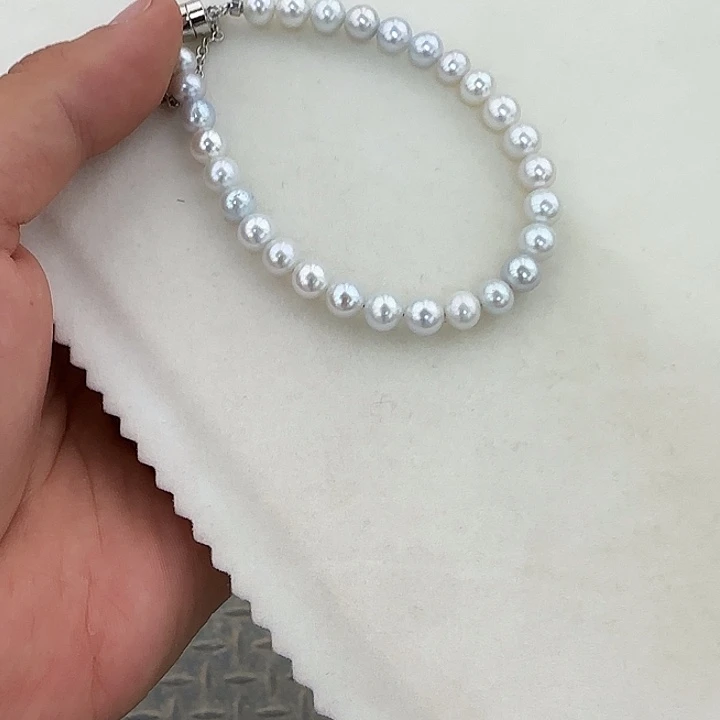 淡水珍珠未镶嵌颈饰6-7无核极光镜面手链