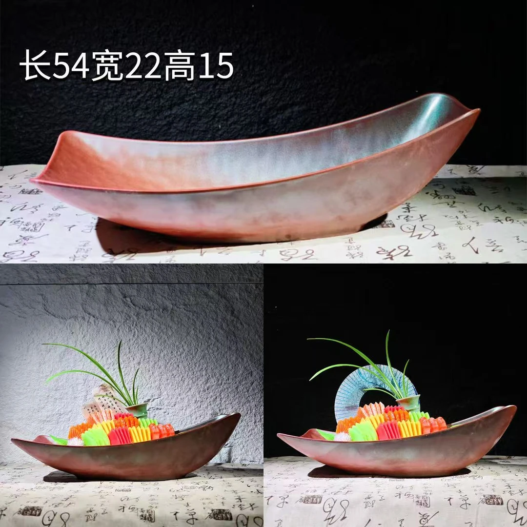 高档创意酒店海鲜刺身盘日式餐具厨房深海鱼雕冰盘家用盘子手工