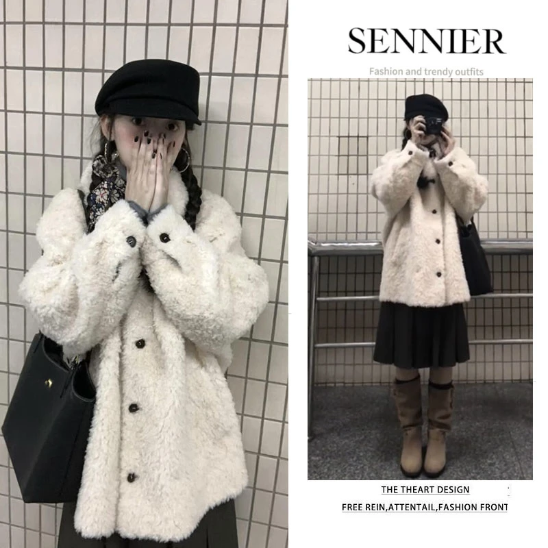 今年流行穿搭女2026冬季新款韩版时尚宽松保暖外套半身裙两件套装