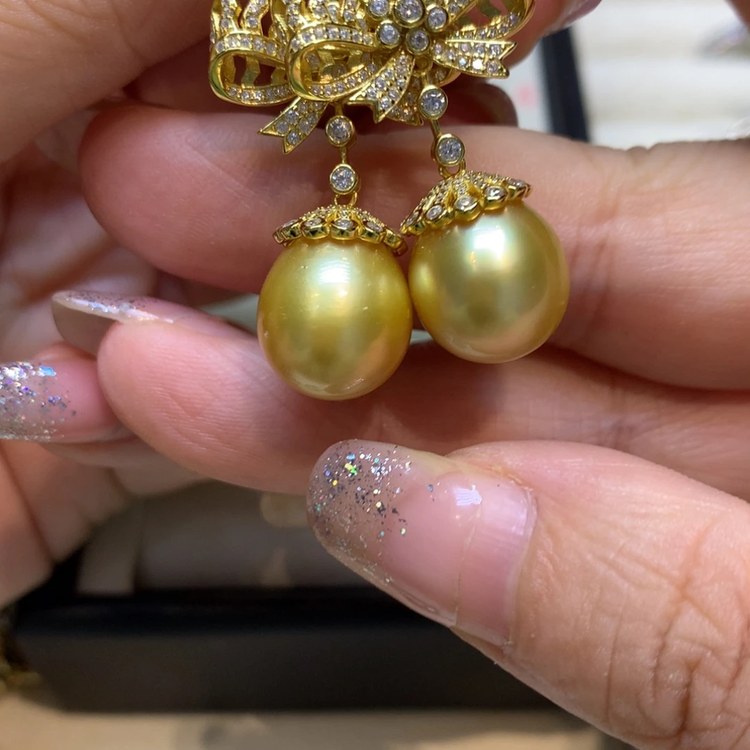 银S925镶嵌海水珍珠耳饰