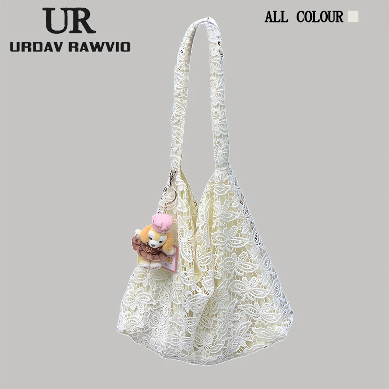 URDAV RAWVIO包包女士2025新款蕾丝包仙女包大容量通勤单肩托特包