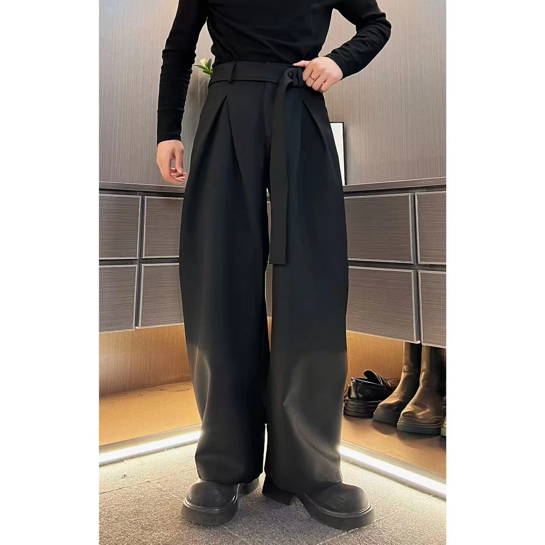 裤子6563男士春季高品质飘带宽松立体弯刀西裤