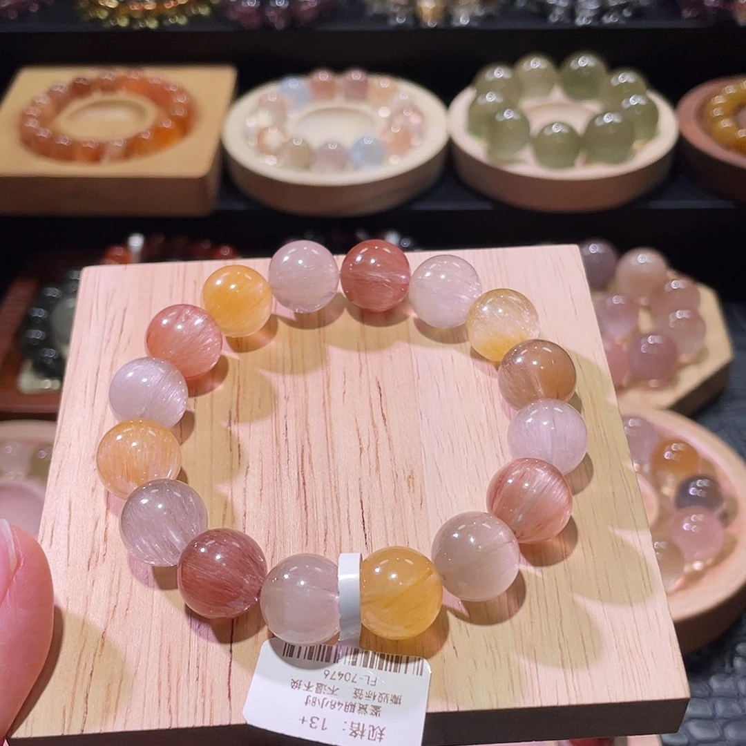 水晶手链未镶嵌兔毛手链，晶体通透