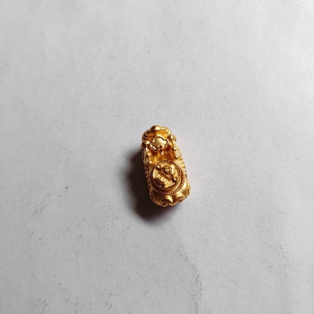 3D硬金空心可转动貔貅宝宝招财纳福手串配件Diy