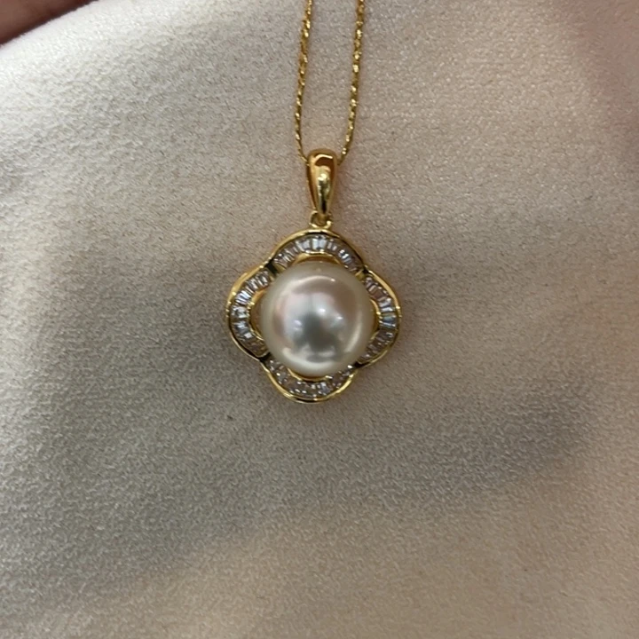 银S925镶嵌吊坠(不含链)海水珍珠10.2mm29号