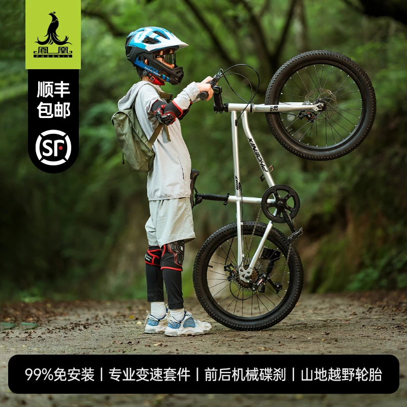凤凰儿童自行车6-12-小孩中大童变速山地脚踏单车碟刹