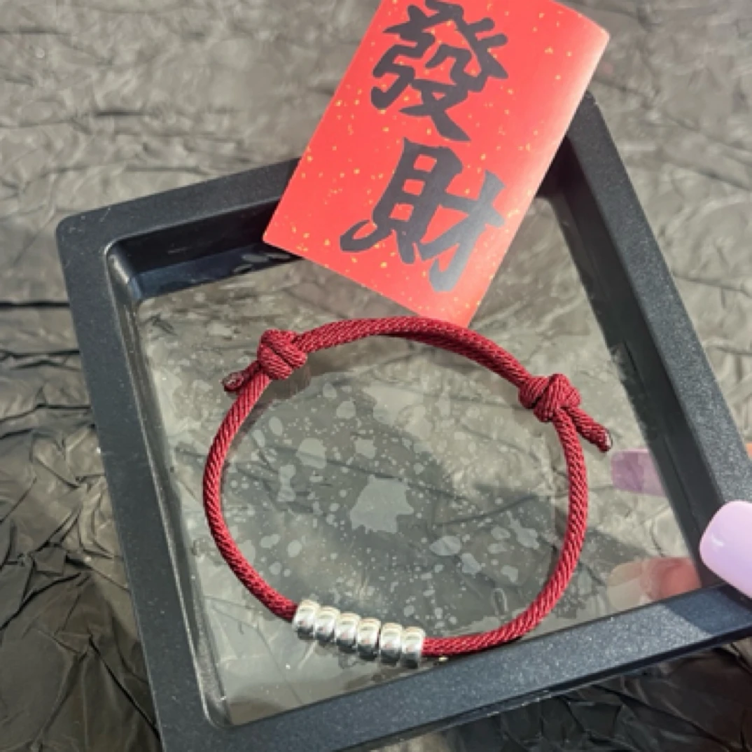925银手链 纯银盘缠红绳银手链手绳本命年新中式礼物小众高级925