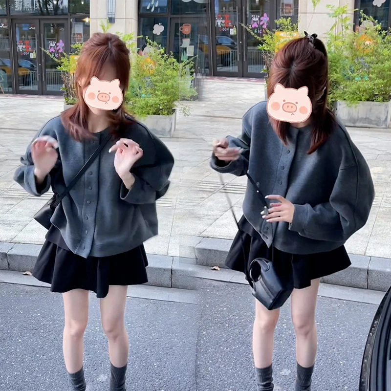 2025年秋季新款穿搭一整套时尚百搭设计上衣搭配显瘦短裙两件套女
