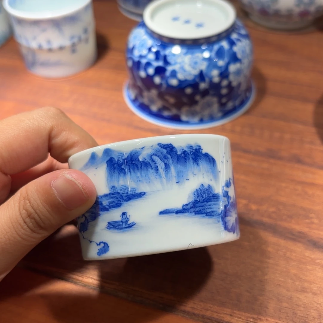瓷福利山水杯 柴窑