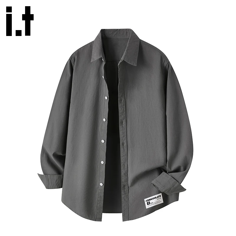 it: CHOCOOLATE美式纯棉长袖男衬衫2025秋季新款宽松休闲通勤衬衣