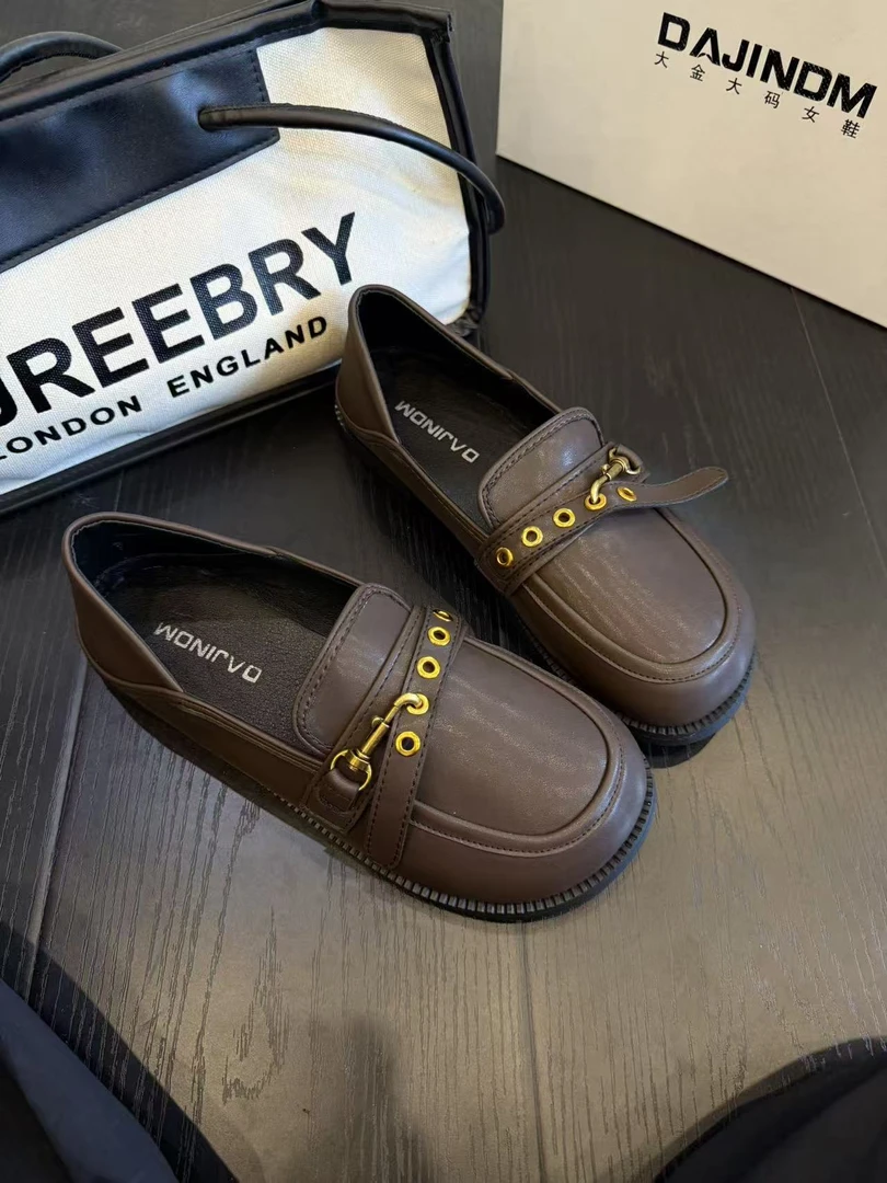 大金大码女鞋40-43秋季新款法式百搭乐福鞋