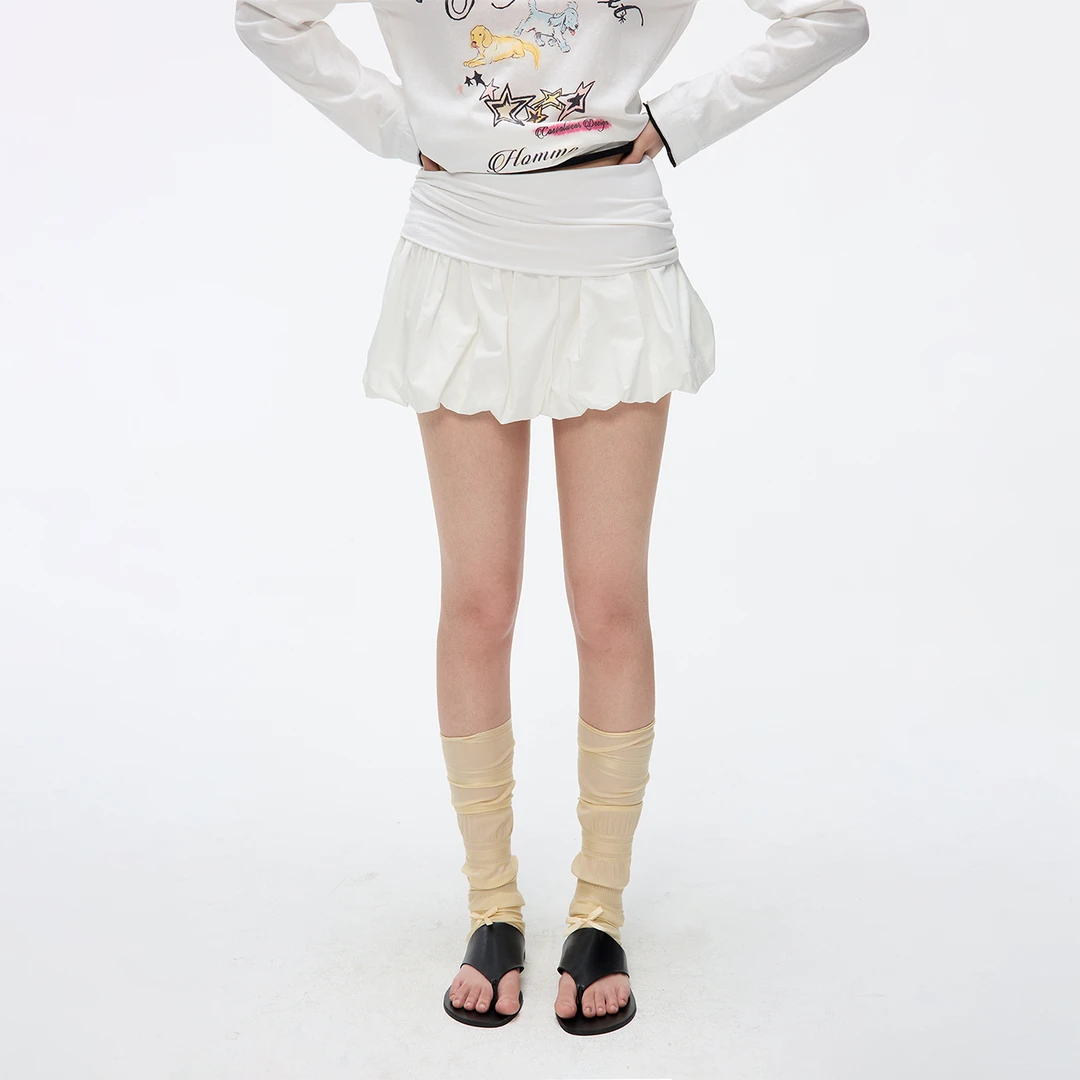 JUMPNEXT原创辣妹百搭云朵蓬蓬裙夏天花苞短裤裙显瘦百褶高腰短裙