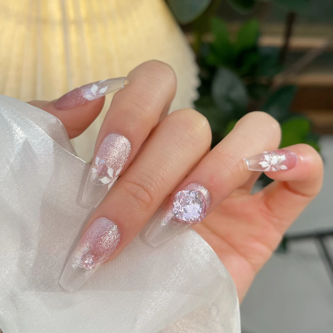 【茶色山野】 施家华子钻设计师款 立体雕花纯手工可重复穿戴美甲贴