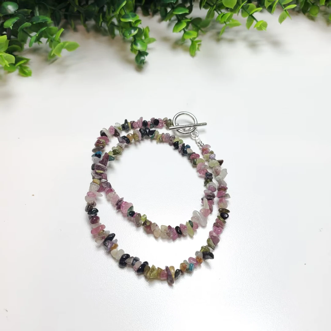 Q203【赵小姐】时尚百搭碧玺碎石项链多样式发其一