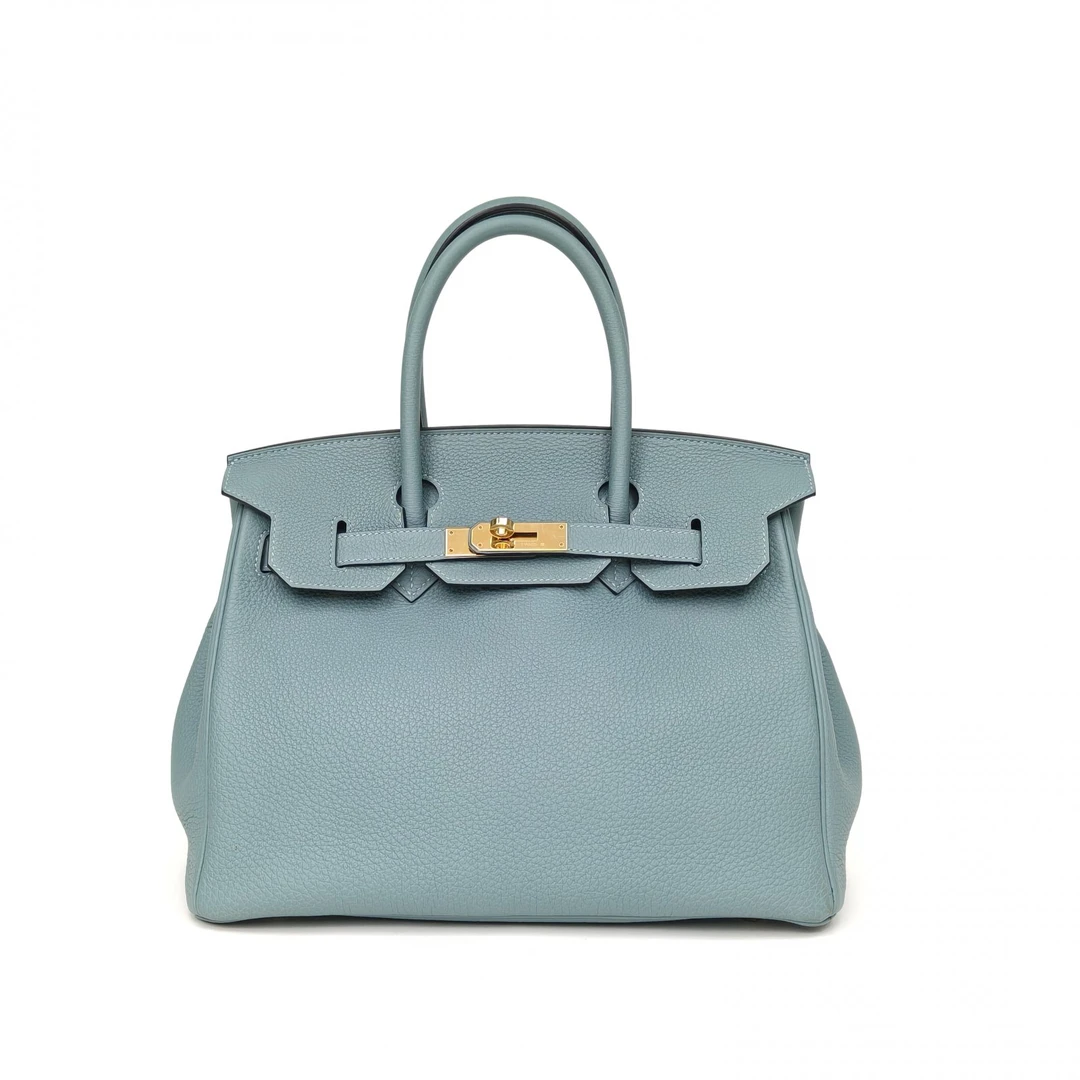 95新 Hermes/爱马仕 【黑黑】Birkin 30 天青色 Y刻 金扣