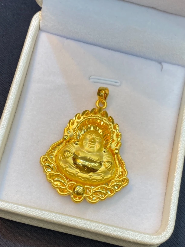 足金999火焰佛吊坠➕6金珠