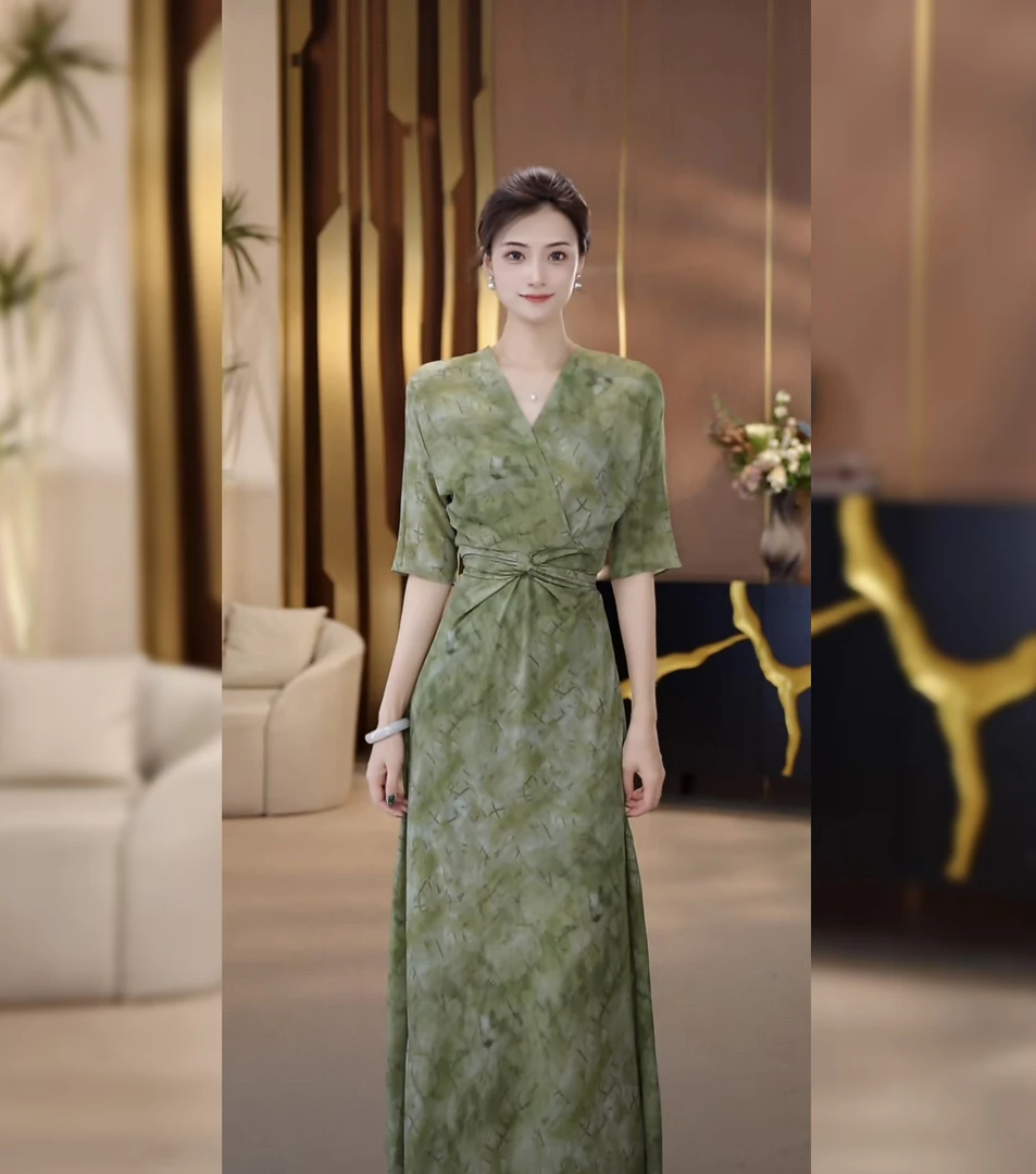 UNIQUE U:US【青梅煮酒】简约艺术风渐变纹理透气连衣裙255158