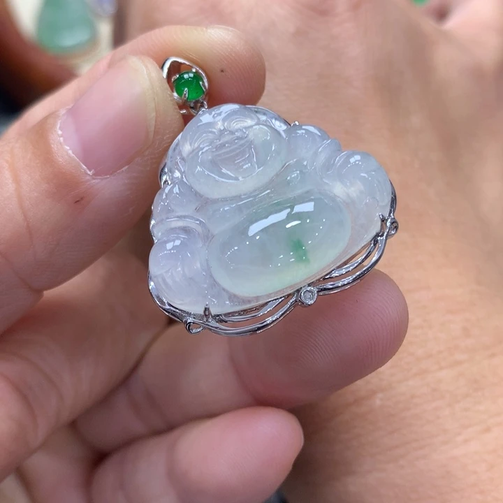 翡翠吊坠(不含链)18K金镶嵌╰*