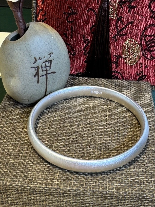 足银手镯 古法贵妃 泥鳅背闭口手镯