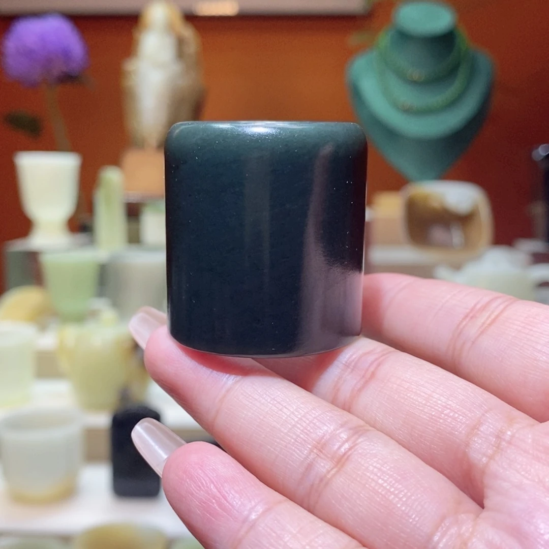 未镶嵌和田玉摆件和田玉青玉盖置/扳指22.8mm