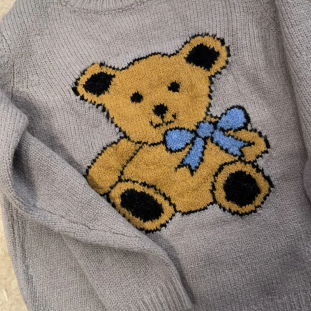 ［小小布］no退换-东大门正品e5m 小熊毛衣