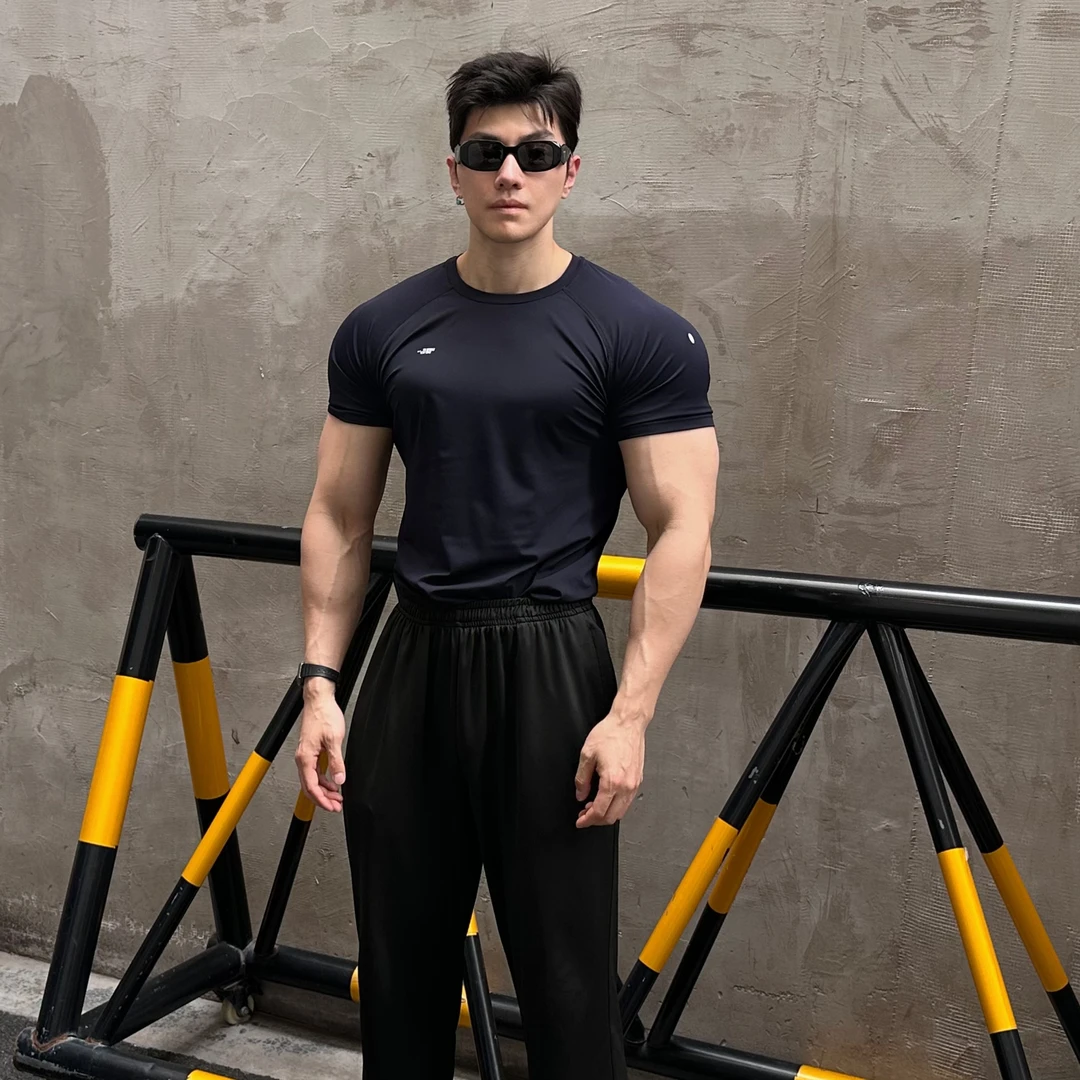 USERWHO幼虎夏季新款 凉感网眼透气小领口显大紧身速干短袖T恤