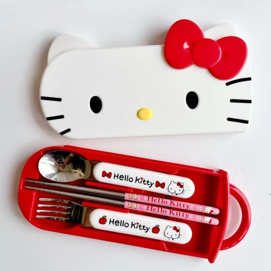 HelloKitty立体餐盒卡通筷勺套装送朋友自用