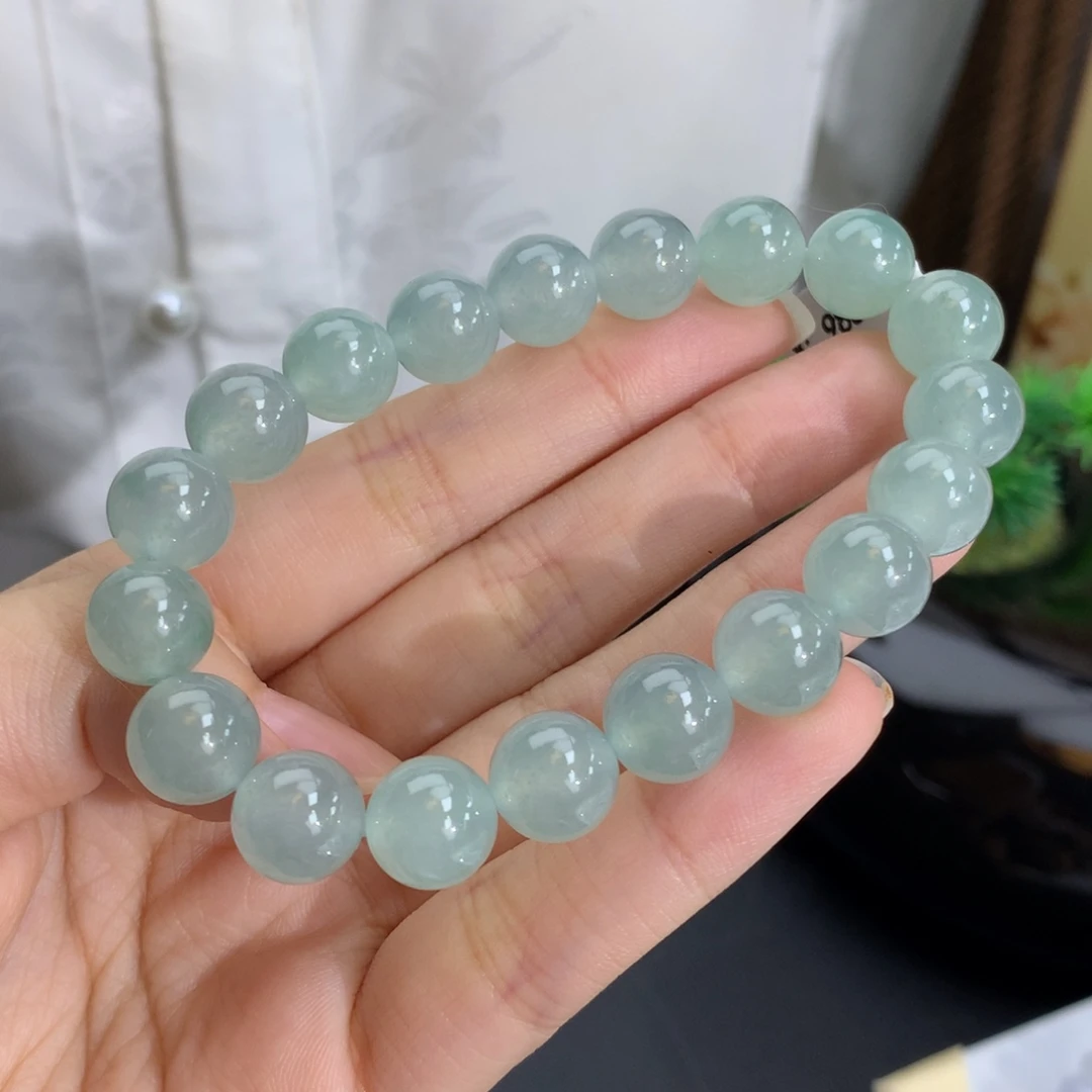 未镶嵌手串翡翠卡10冰润胶蓝底