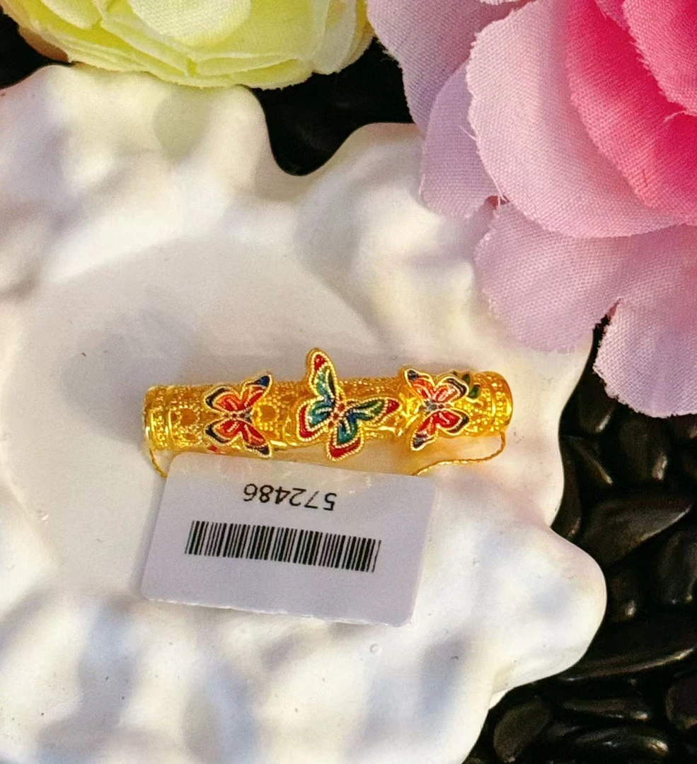 【小鹏黄金】足金999 珐琅三只深色蝴蝶弯管吊坠