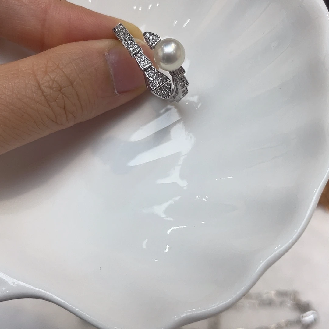 银S925镶嵌海水珍珠戒指
