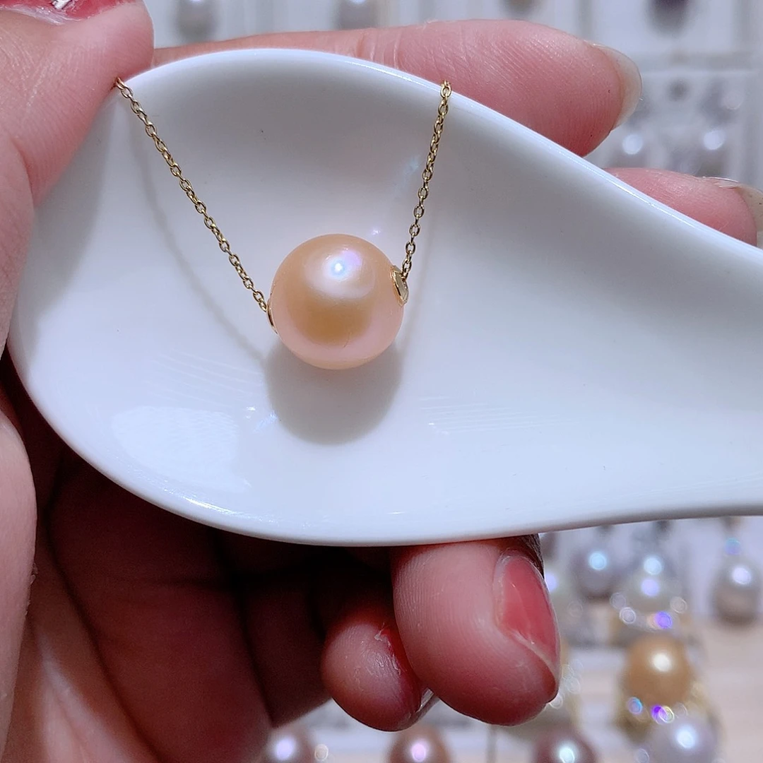 淡水珍珠银S925镶嵌吊坠(赠链)CC12.3m m