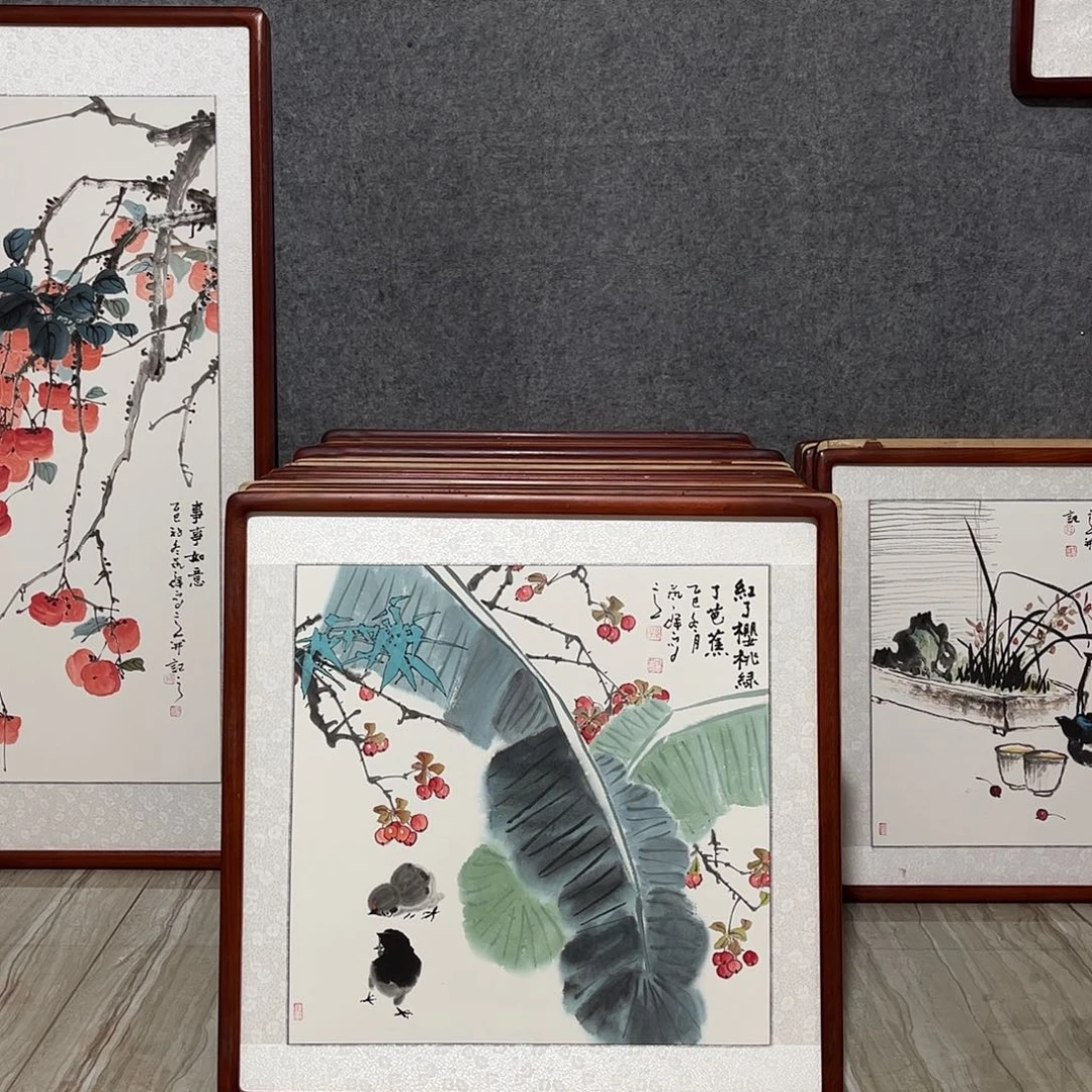 国画书画作品带框63×63