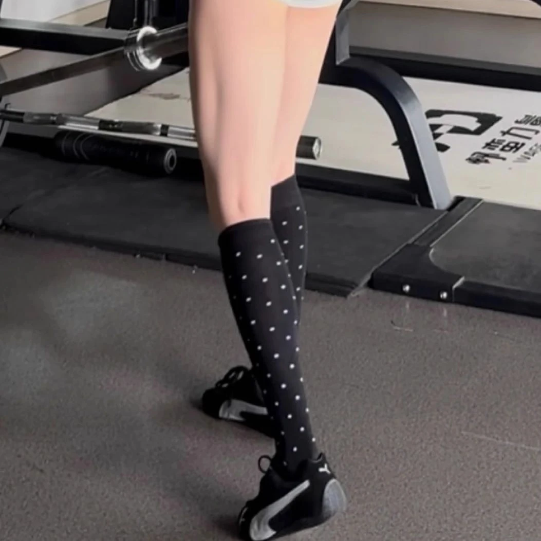 健身搭波点小腿袜子女夏季薄款堆堆袜显瘦甜美芭蕾风夏天长袜Z333