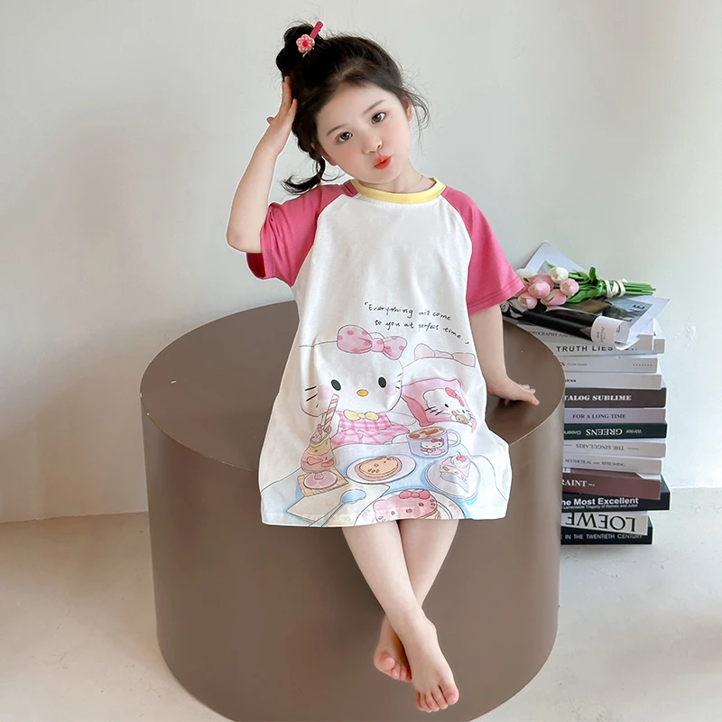 女童睡裙夏季薄款纯棉卡通宝宝连体衣夏款家居服儿童空调裙子夏天