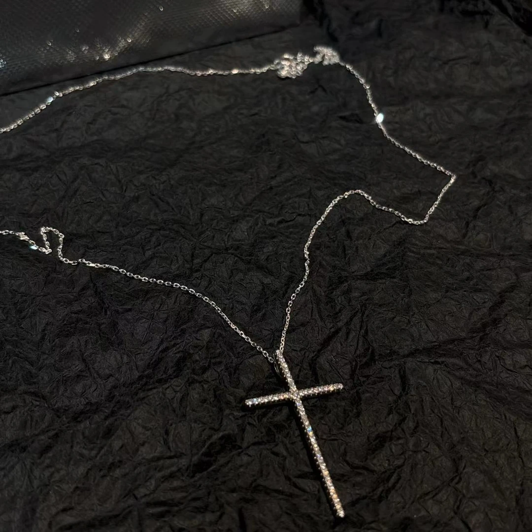 链子925银 设计款轻奢精致闪闪十字银项链X73