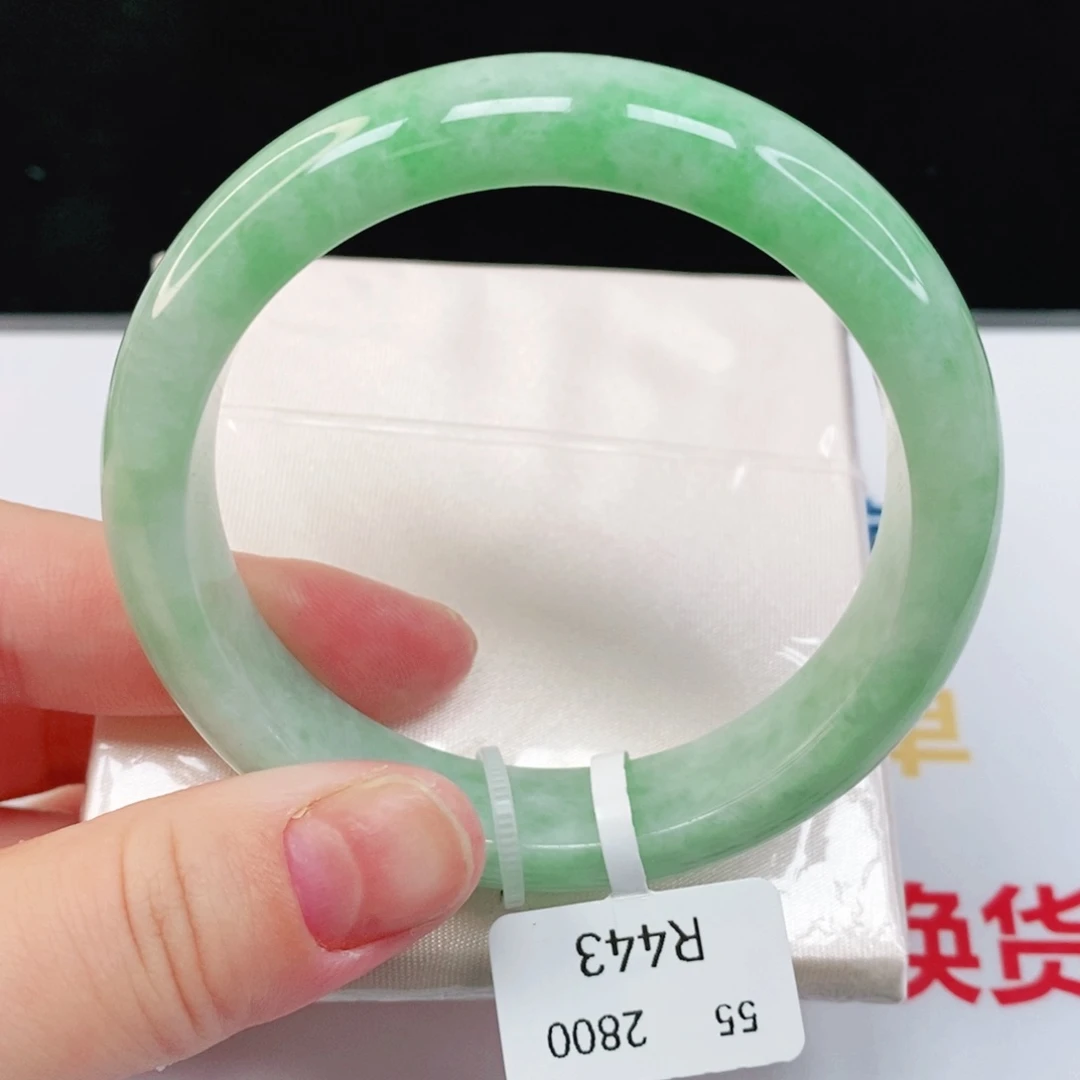 翡翠手镯未镶嵌纯天然缅甸A货翡翠55.5