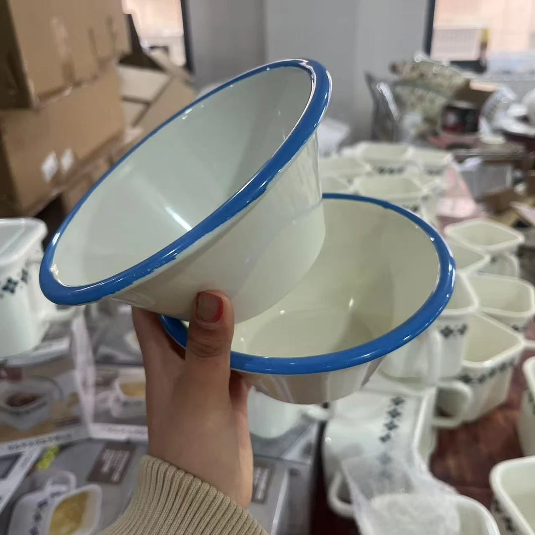 12CM 高端搪瓷 蘸料碟 斗笠碗 甜品碗 可进烤箱 两只装
