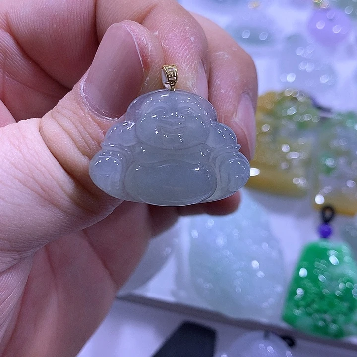 小***婷翡翠18K金镶嵌颈饰天然翡翠A货吊坠