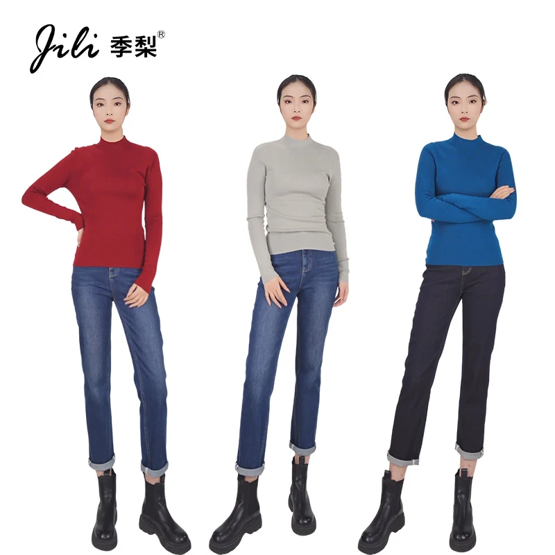 岛精无缝一体100%可机洗超细美丽诺60支3股新澳纱线修身显瘦打底