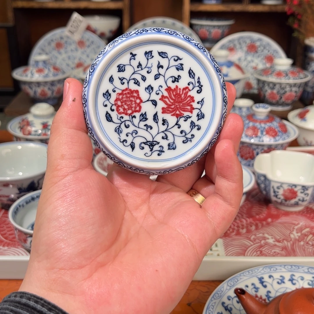 景德镇高温原矿釉里红手绘