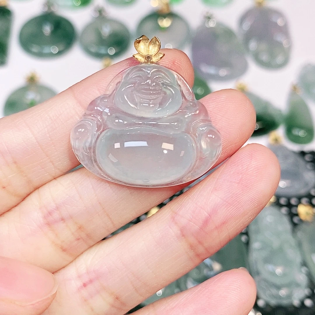 翡翠18K金镶嵌吊坠(不含链)